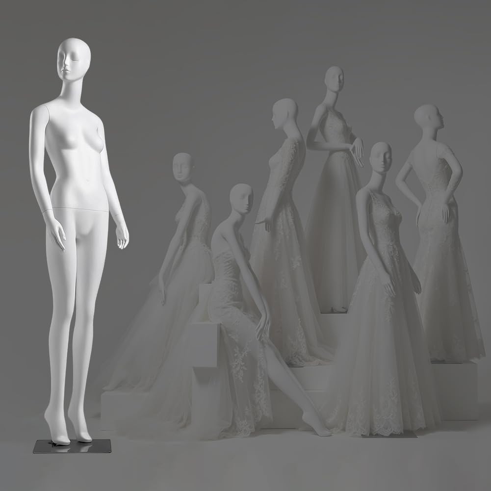 PA-DABAOO Female Mannequin Full Body for Wedding Dress Showcase,Full Body Retail Display Form with Base,Manikin Torso Stand for Clothing Retail Shop & Photography,C