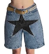 パンツ S garter denim shorts lightgray M Star Patchwork Denim Shorts Mid Rise Long Jean Shorts Jorts Y2k