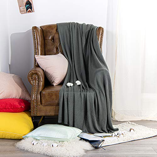 Image of NTBAY Rayon Derived from Bamboo Knit Throw Blanket, 51 x 67, Dark Grey