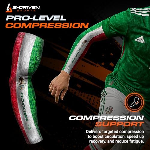 Miniatura 2 de B-Driven Premium Pro-Fit Sports - Manga de compresión para brazo (individual) con diseños patrióticos, mangas para brazo de béisbol, hombres,