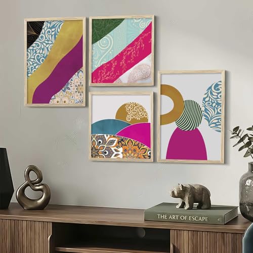 Image of Kotart Paintings Set of 4 Framed Paintings for Wall Decoration - Framed Wall Posters /Paintings for Living Room Bedroom with Frame - Big Size Wall Paintings /Hangings Set of 4 (Art 10, Big (13x17 or 13x13 inch))