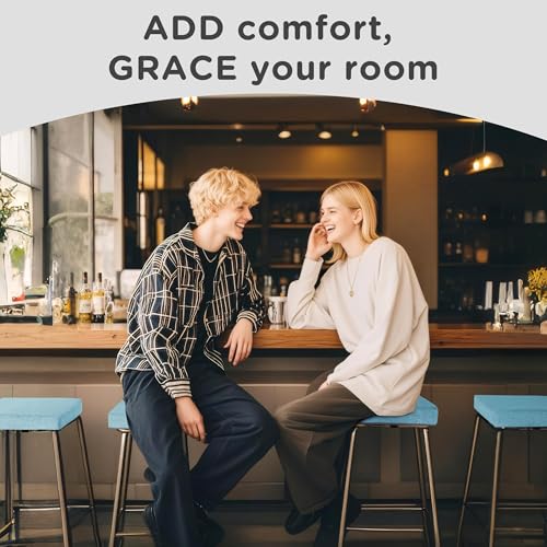 Image of AddGrace Anti-Slip Bar Stool Cushions Square Bar Stool Seat Cushions with Ties Set of 2 Small Square Chair Pads with Machine Washable Cover 12 inchX12 inchX2 inch (Light Blue)