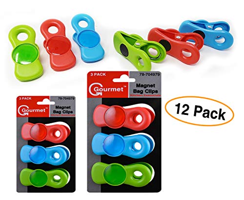 Grips Magnetic Clips All-Purpose (12 Pack) Fridge Magnets, Home, School Classroom and Office