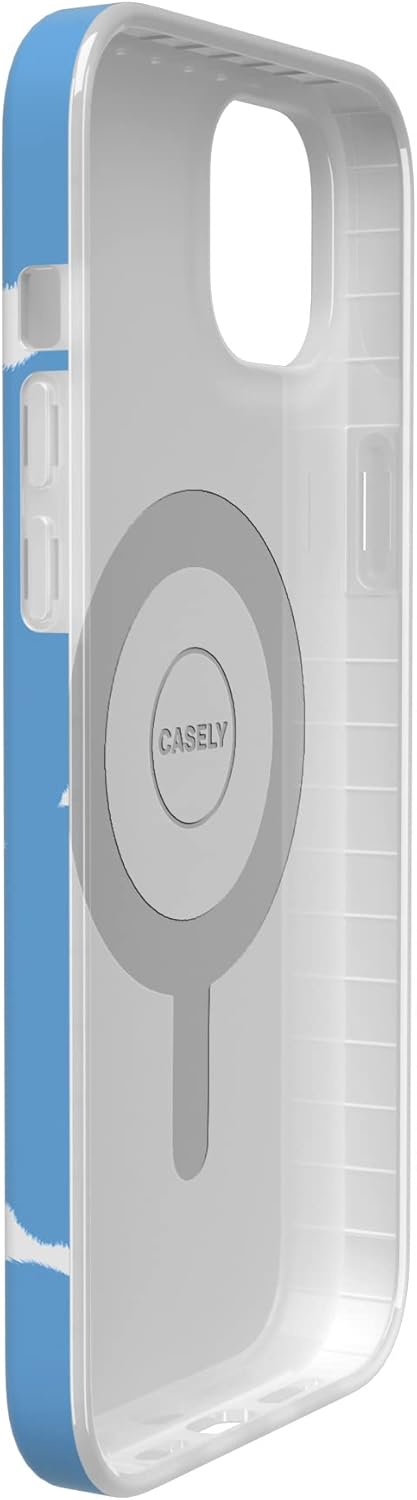 Casely iPhone 14 Plus Case | Current Mood | Light Blue Cow Print | Compatible with MagSafe | Classic Ultra Slim Design