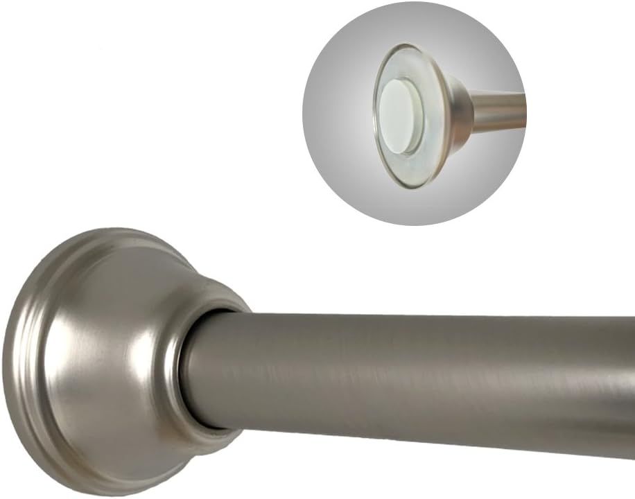 RH Art Nickel Shower Curtain Rod 42 to 72 inches, Adjustable Shower Rod Tension Spring Curtain Rod for Bathroom / Bedroom / Study / Window / Kitchen / Closet / Doorway