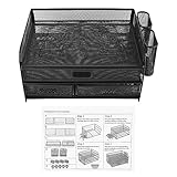 3 Tier Mesh Desk Organizer Foldable Multifunctional Metal Desk Organizer for Study Office Dormitory
