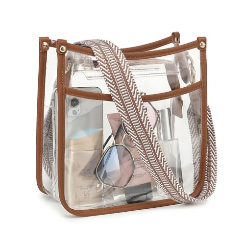 LOXOMU Clear Crossbody Bag Stadium Approved - Clear Purses for Women with Adjustable Strap Clear Shoulder Bag for Concerts