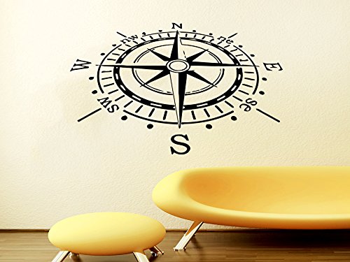 Compass Wall Decal Bathroom Art Sea Nautical Compass Rose Navigate Vinyl Sticker Decals Art Home Decor Wall Decal Bedroom Ship Ocean Ns607 #TOP5