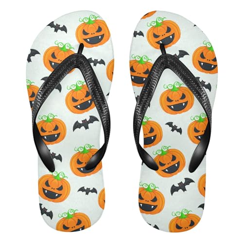 Burbuja Cartoon Pumpkins Flip Flops for Women Men, Soft Thong Sandals Rubber Slippers for Pool Beach Essentials