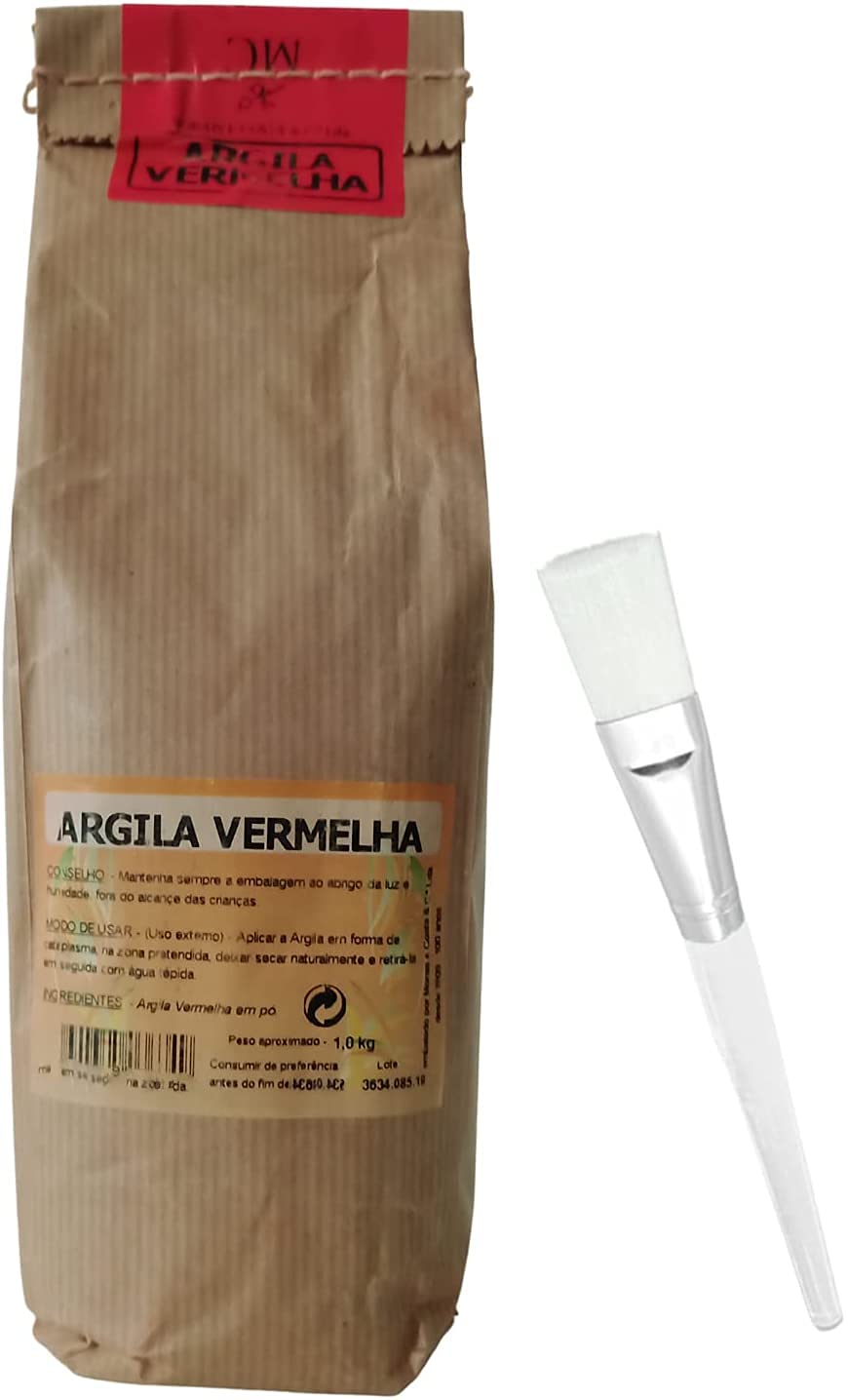 Argile ROUGE en Poudre 100% PURE Naturelle avec Spatule 1KG pour Cheveaux et Visage - Emballage Écologique Papier Kraft (Rouge)