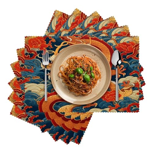 Set de table dragon chinois lavable 30x45 cm Auspicious antidérapant pour dîner