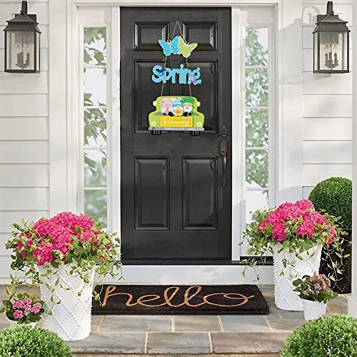 Hogardeck Spring Door Decor, Wood Gnome Butterfly Door Hanger Spring Decorations For Home thumb #7