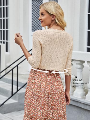 Image of JOKELAMB Women Bolero Shrug Cropped Cardigan 3 /4 Sleeve Shrugs for Dresses