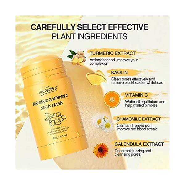 Turmeric-Clay-Stick-Mask-Organic-Vitamin-C-Purifying-Clay-Mask-Blackhead-Cleansing-Healing-Clay-Mud-Mask-Deep-Clean-Pore-Improve-Skin-Acne-Scars-Facial-Mask-With-Blackhead-Remover-Extractor-ToolS Turmeric Clay Stick Mask Organic Vitamin C Purifying Mask for Blackhead Cleansing Healing Clay Mud Mask for Deep Clean Pore Improve Skin Acne Scars Facial Mask With Blackhead Remover Extractor Tools
