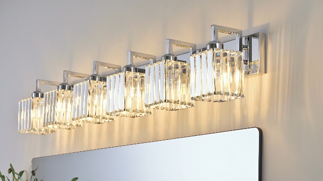 FDPBY Modern Bathroom Vanity Light 6-Lights Chrome Crystal Wall