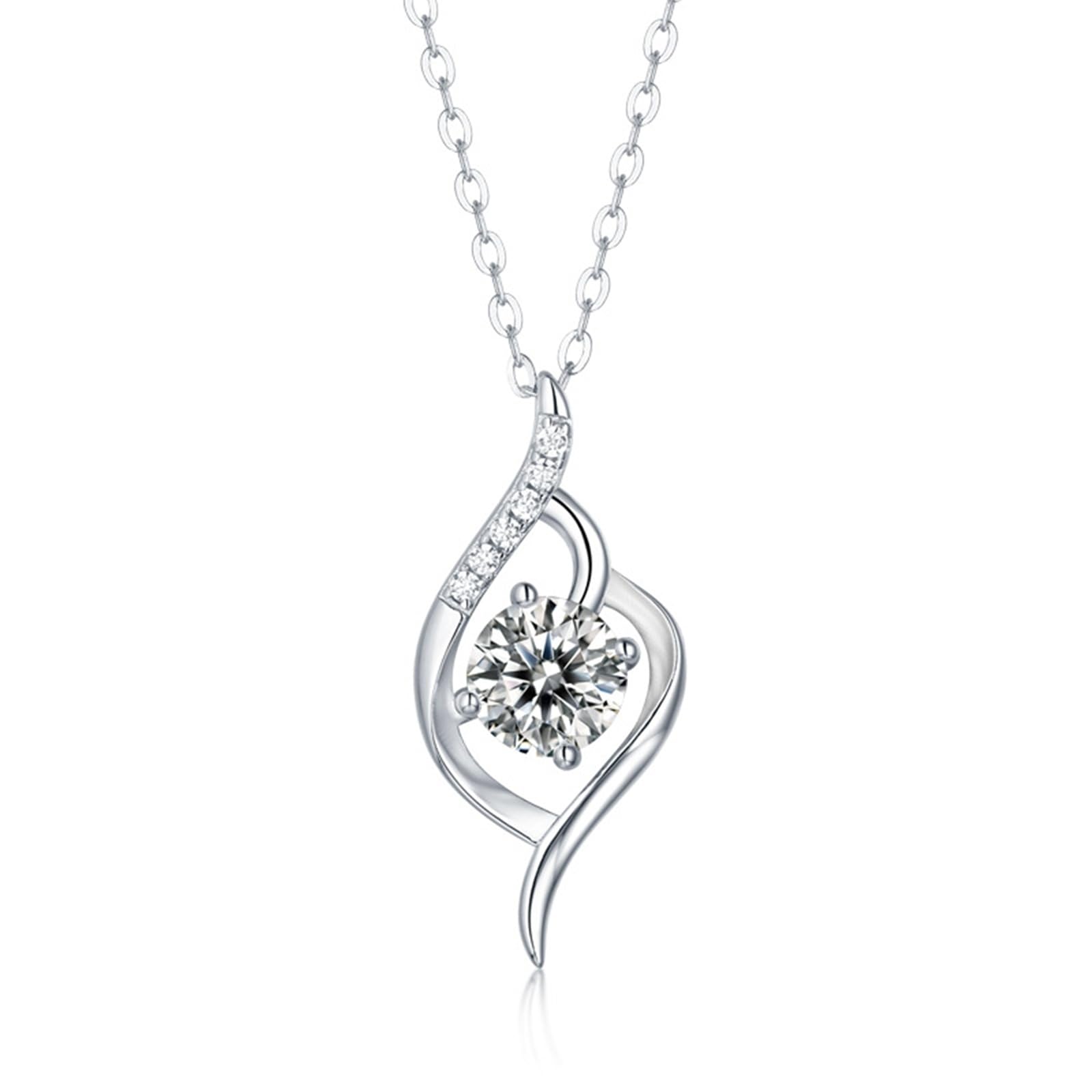 Collar de cadena ajustable para mujer, oro blanco/platino, oro blanco, cadena trenzada para el día de San Valentín, moissanita