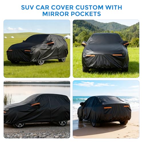 Image of Winter Car Cover for Ford Explorer 1991-2025, Heavy Duty SUV Full Car Cover | Waterproof All Weather Outdoor for Hail Snow Ice Rain Sun UV Dust Protector, with Driver Side Zipper & Reflective Strips