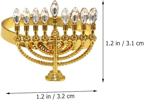 Miniatura 2 de EXCEART Juego de 6 servilleteros dorados de 9 ramas, servilleteros de menorá de metal dorado, servilleteros de mesa para servilletas de tela,