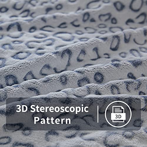 Fy Fiber House Flannel Fleece Throw Microfiber Blanket With 3D Cheetah Print,90"X108",Blue #TOP2