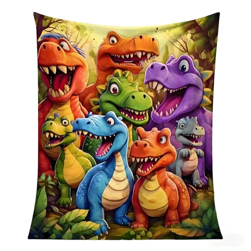 Manta de dinosaurio Dino Dino Decke Kuscheldecke Flauschig Cálida y acogedora Manta de franela Suave Decoración navideña con impresión digital HD Linda manta para el hogar para sofá, cama, decoración