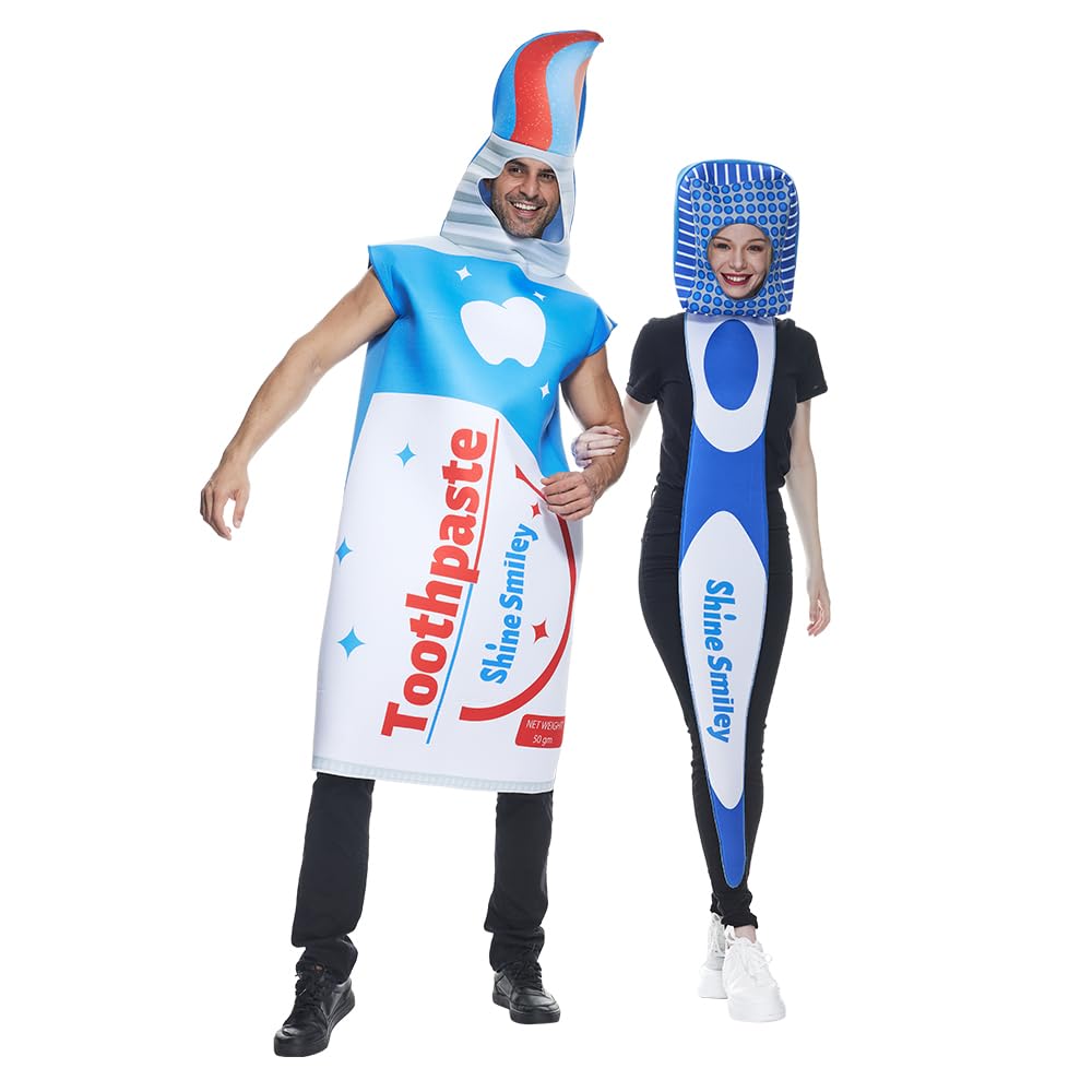 EraSpooky Cepillo de dientes y pasta de dientes disfraz pareja Halloween disfraces adultos Unisex 2 uds conjunto