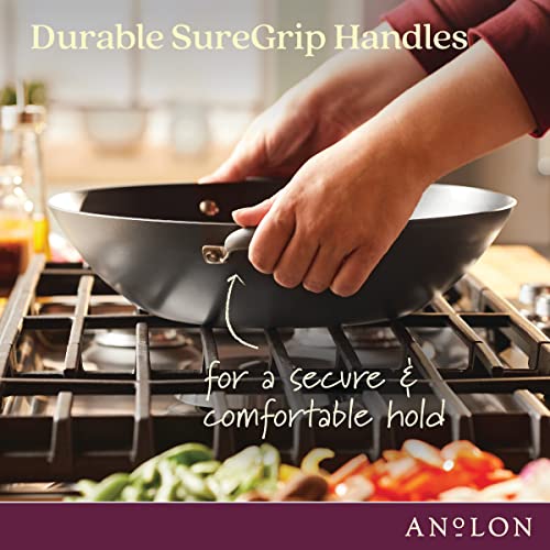 Anolon Advanced Home Hard Anodized Nonstick Wok/Stir Fry With Side Handles And Lid, 14 Inch, Moonstone #TOP2