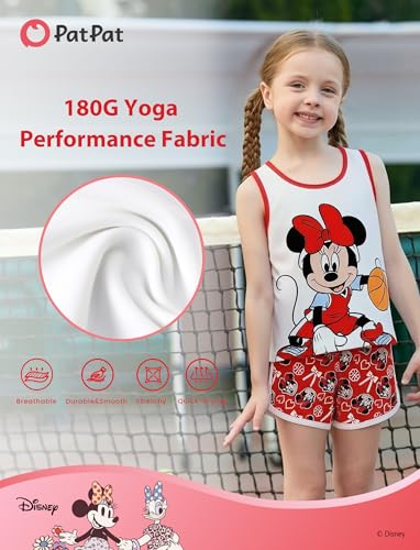 Image of Disney Stitch丨 Frozen丨 Minnie Mouse丨Princess丨Winnie Tank Top+Dolphin Shorts Girls Outfits Workout Athletic Set Summer
