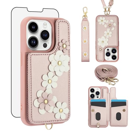 Étui iPhone 14 Pro avec protège-écran et porte-cartes Asuwish