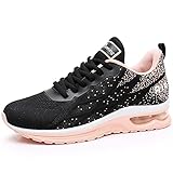 MEHOTO Running Shoes Women - Breathable Air Athletic Tennis Sneakers for Gym Walking Work Casual, Color Peachblack, Size 9