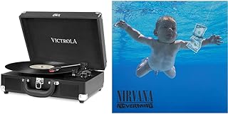 Victrola Journey Portable Record Player – Suitcase 5.0 Bluetooth turntable with 3-Speeds, Built-in Stereo Speakers, 3.5mm Aux-in Jack, Black (VSC-550BT) & Nevermind