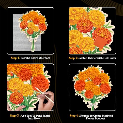Image of Unwynd Poke Art Marigold Flower Bouquet Kit for Adults, Women and Teens