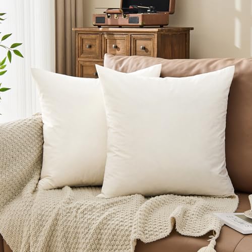 BPC Organic Feather Down Throw Pillow Inserts 18x18 Inches, 100%