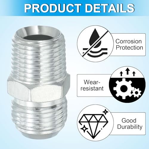 Image of PATIKIL Pipe Adapter Connector 7 /8 inch Male 74 Flare JIC x 1 /2 inch Male R Pipe Fitting Oil Feed Restrictor Fitting Hydraulic Connector for Oil Steam Water Pipelines System