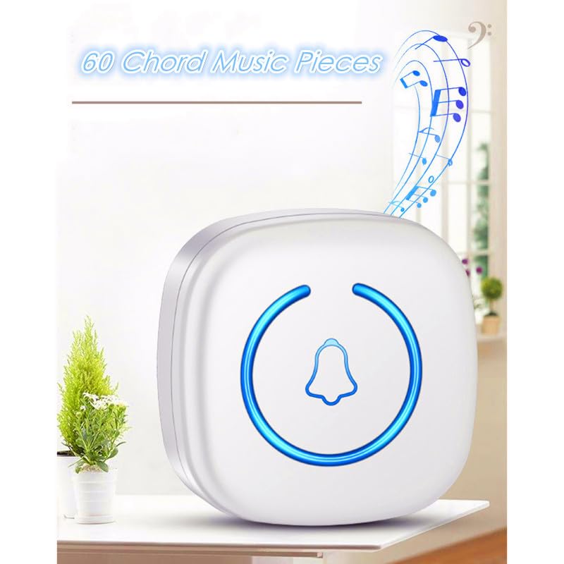 Timbre Inalámbrico Exterior Impermeable con Enchufe,Timbre Casa Autoalimentado Una Variedad de Set,IP65 Timbre para Puerta sin Pilas con Luces LED,60 Melodías Rango,Negro,2 Receiver + 4 Bell