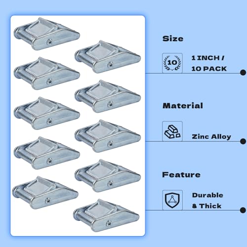 Image of MELOTOUGH Cam Buckle 1 inch Tie Downs Buckle Cam Straps 10 pcs