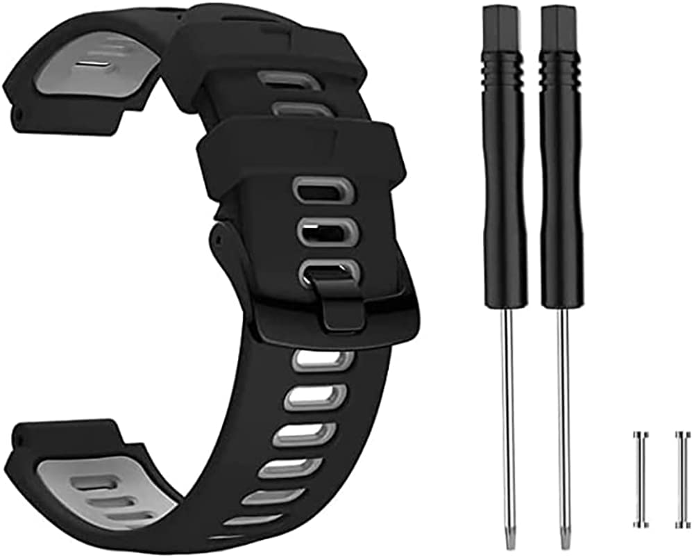 ZACLAY Band Compatible with Garmin Forerunner 735XT/220/230/235/235 Lite/620/630,Soft Silicone Replacement Watch Strap for Garmin Approach S20 S5 S6 Smart Watch,Adjustable Sport WatchBand (BLACK GRAY)
