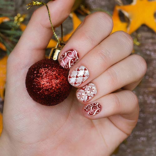 image for Adurself 4 Pieces Christmas Nail Art Stamping Plates with Snowflakes S