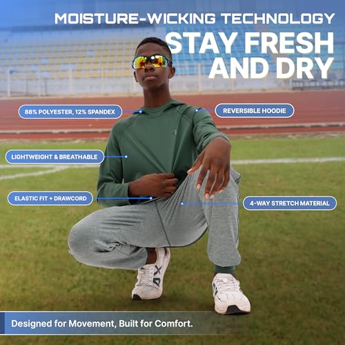 Youth Kids Sweatsuit Jogger Outfit - Boys Girls Athletic Reversible Pullover Hoodie & Pants Activewear Clothes Set3