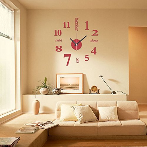 DIY Mini Modern Art Mirror Wall Clock 3D Aufkleber Design Home Office Zimmer Dekor-Schwarz – Bild 6