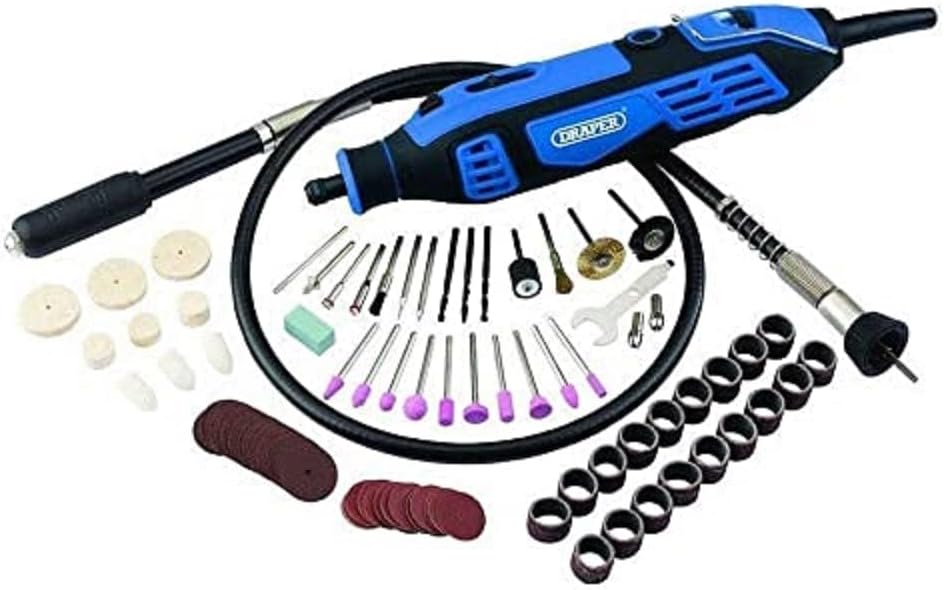Draper 58300 180W Rotary Multi Tool Kit (111 Piece), Blue, Black