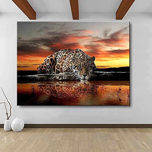Kit peinture de diamant complet guépard 40x80cm comme cadeau créatif pour passionnés de décoration
