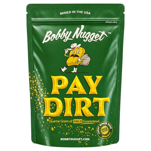 Bobby Nugget Gold Paydirt Prospecting Bag | Guaranteed Gold | Gold Rush Panning Concentrates + Luckys Bonus Bag | 1/4 Gram of Gold