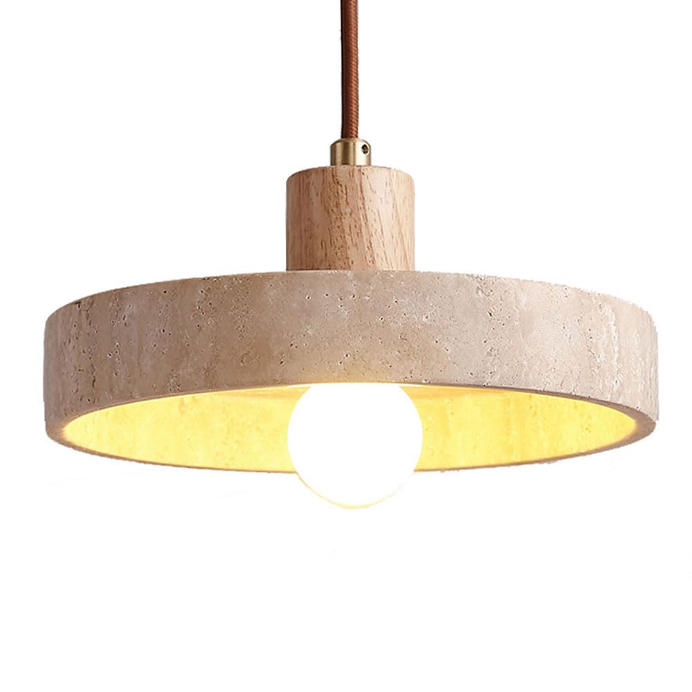 HYJAUSXB Japanese Style Marble Chandelier, Personalized Ceiling Pendant Lamp Shade, E27 Light Source Single-Head Hanging Light, Bar Aisle Decoration Lighting Fixtures