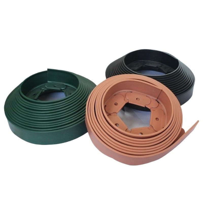 10m Bordura para Jardín con 30 Estacas, Altura 5cm Borde de Césped de Plástico PE en L, Delimitador de Jardín para Parterres, Caminos y Separador de Piedras(15cm*5cm Green)
