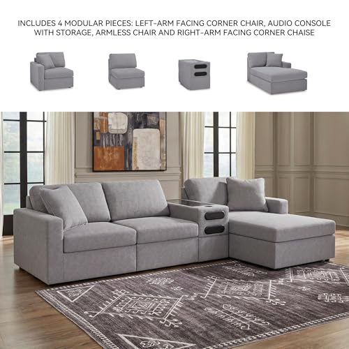Image of Signature Design by Ashley Modular Sectional Couch with Chaise, Granite