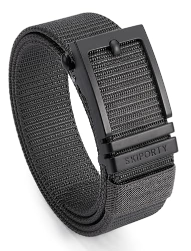 Tactical Ratchet Belts for Men, Golf Nylon Web Work Belt with Automatic Slide Buckle, Adjustable Trim to Fit