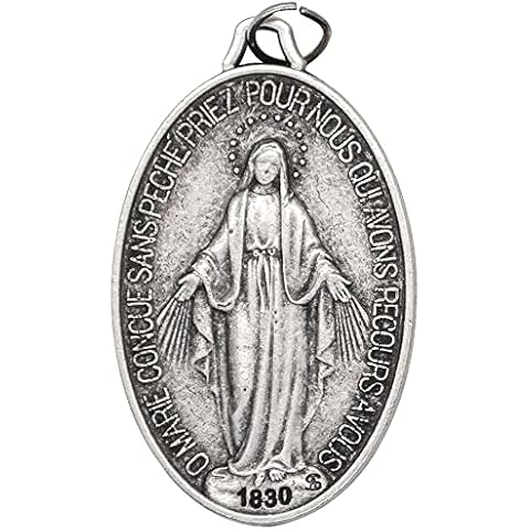 Miraculous Medal Pendants,1 Inch, 1.5 Inch, or 1.75 Inch,Add to DIY Chaplet or Necklace,Great Catholic Gift for First Holy Communion or Confirmation,Made in Italy, Small (1 Inch), Metal, No Gemstone Cover