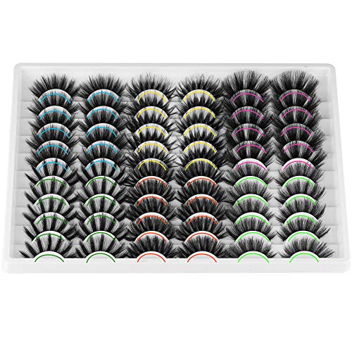 False Eyelashes 30 Pairs Wholesale Lashes Natural Look Faux Mink Lashes Wispy Long Volume Fake Eyelashes 6 Styles Mixed Medium Length 15-20MM Fluffy Lashes Pack