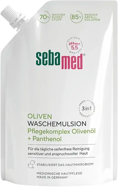 Sebamed Oliven Wasch-Emulsion Nachfüllbeutel - Seife für sensible Haut, 400 ml