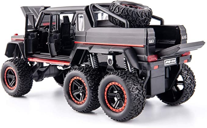 Image of Invite Enterprise 6 Wheel Drive Metal Car Pull Back with Open Doors, Engine Cover, Tail with Front and Rear Light & Music Great Gift for Boys and Girls Above-Multicolor(Mrcedes G63)